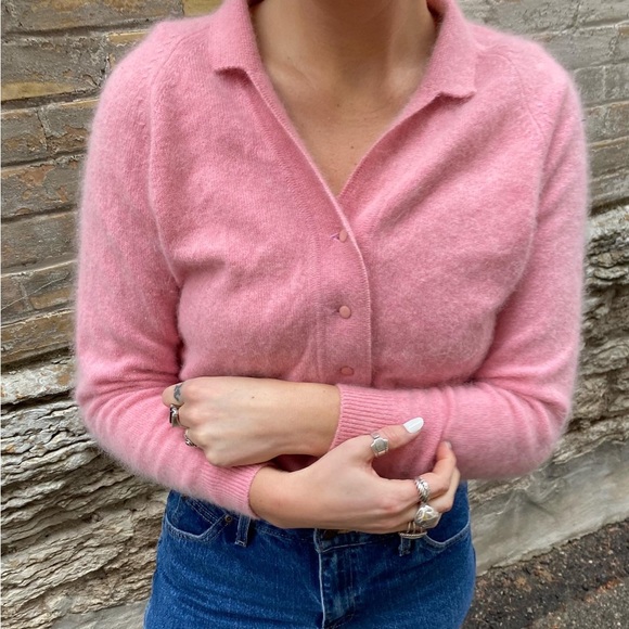 Sweaters - Vintage Pink Wool Cardigan - No brand